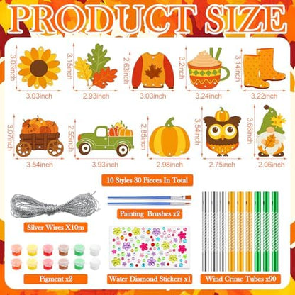 JellyArch Fall Harvest 30 Pack DIY Wind Chime Kit Art and Crafts - Image 3