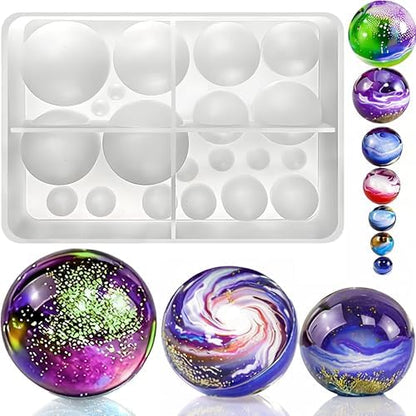 Sphere Silicone Molds for Resin,Seamless Sphere Resin Molds Silicone,Resin Bead Mold,Small Resin Molds for Jewellery Making,Pendant and and DIY Gifts,for resi n Casting(20Cavity Sphere Molds) by Loyohep
