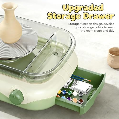 Mini Electric Pottery Wheel for Kids & Adults with Foot Pedal, DIY Clay Kit with 8 Pottery Tools, for Ceramic Work & Beginners - Image 3