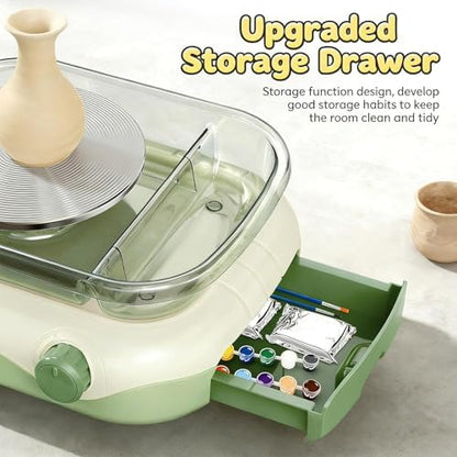 Mini Electric Pottery Wheel for Kids & Adults with Foot Pedal, DIY Clay Kit with 8 Pottery Tools, for Ceramic Work & Beginners - Image 3
