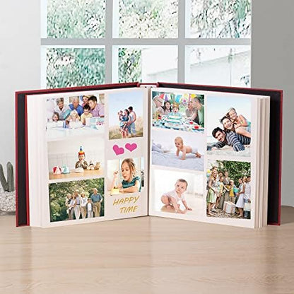 Super Large Photo Album Self Adhesive Scrapbook Album for 4×6 5×7 8×10 10×12 or Bigger Pictures DIY Magnetic Linen Cover Album 80Sheets/160Pages DIY Photo Album(Red) - Image 4