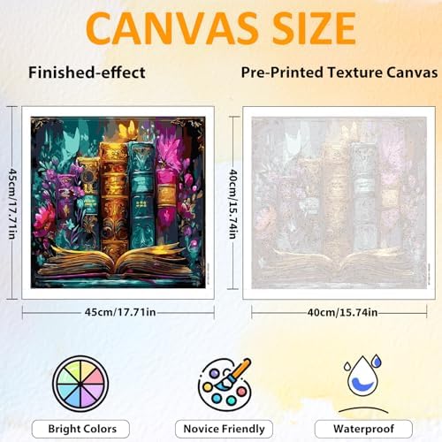 CRZMODE Magical Book Paint by Numbers Kit for Adults, Book Paint by Numbers for Adults, Acrylic Painting Crafts for Home Decor Gift (16x16inch) - Image 4
