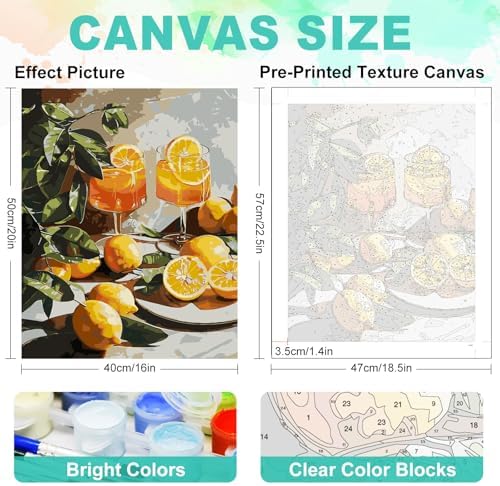 Paint by Numbers Kit for Adults, Lemon Number Painting, 16 x 20 Inch - Image 3