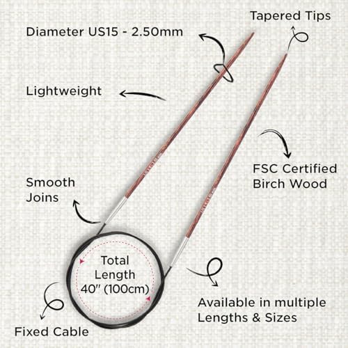 KnitPro Dreamz Fixed Circular Needles 40" (100cm) | US Size 1.5 (2.5mm) - Image 3