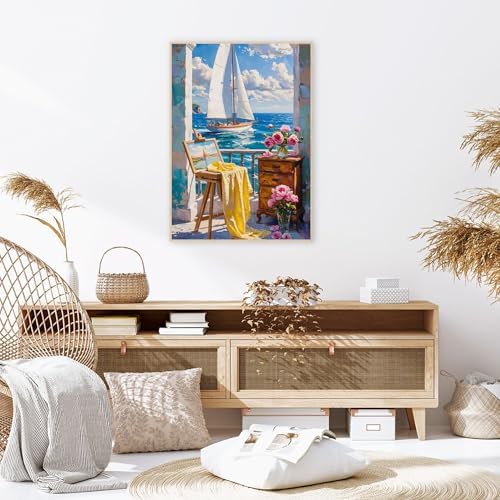 cupmod Sea Scenery Paint by Numbers Kit for Adults,Flower Adult Paint by Number Kits on Canvas, DIY Acrylic Oil Number Painting Kits for Adults, Perfect for Gift Home Decor 16x20inch - Image 3