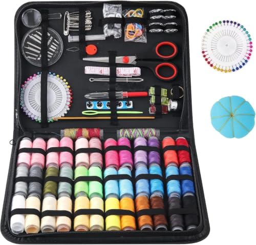 Sewing Kit for Adults, 183PCS Needle and Thread Kit with Basic Sewing Supplies and Accessories for Travel Small Fixes, Emergency Repairs, Beginners, Starter by LUPOGRIGIO