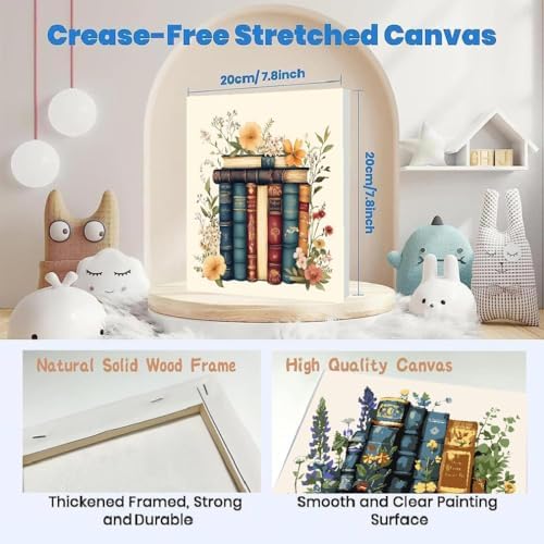 Fotasmua 4 Pack Framed Paint by Numbers for Adult, Book Paint by Numbers Kit for Adults Kids, DIY Flowers Acrylic Painting on Canvas for Home Wall Art Decor 8 x 8 Inch - Image 5