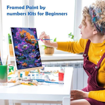 MOGTAA Paint by Numbers Kit for Adults with Frame, Flowers Paint by Number Canvas, Flowers Scenery Paint by Numbers with Easel, DIY Oil Painting Kit for Home Wall Decor 8 x 12 Inch - Image 4