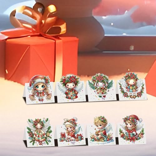 jinglinhh 8pcs Diamond Art Painting Christmas Angel Greeting Cards with Envelopes, DIY Card Making Kits for Adults, Diamond Art Postcards Christmas Cards Craft Gifts - Image 4