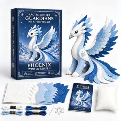 Winter Guardians DIY Patchwork Kit, Felt Animal Sewing Kit for Adults & Beginners, 3D Stuffed Mythical Creature Needle and Thread Kit Craft Sewing Project Kits fo (Snow Phoenix) by Unknown