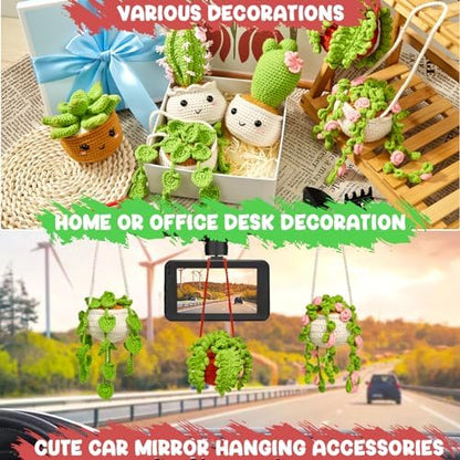 MAGIMUSE Crochet Kit for Beginners, Crochet Starter Kits, Amigurumi Craft Knitting Crocheting Kits with Step-by-Step Video Tutorials, 6 Pack Hanging Potted Plants Family(40%+ Yarn) - Image 6