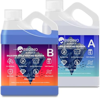 BBDINO Silicone Mold Making Kit Liquid Platinum 30A 2.42 Lbs Sapphire Blue by BBDINO