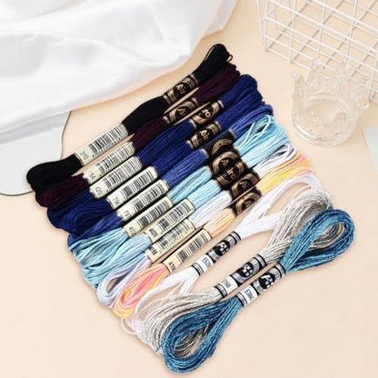 12 Skeins 105 Yards 6 Ply Embroidery Floss Blue Gradient Friendship Bracelet Variegated String Cord Mixed Color Cross Stitch Gradient Yarn Thread Set for Sewing Making Jewelry DIY Crafts - Image 7