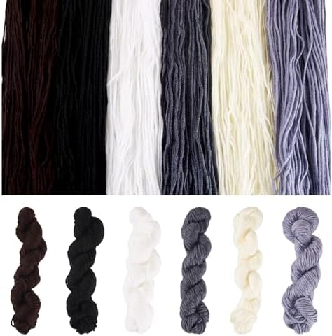 Cheriswelry 6 Skeins Black White Grey Acrylic Fiber Yarn Craft Sewing Cord Threads for Weaving Soft String for Knitting 2.2mm Skeins Yarn kit for Crochet Beginners Adults - Image 7