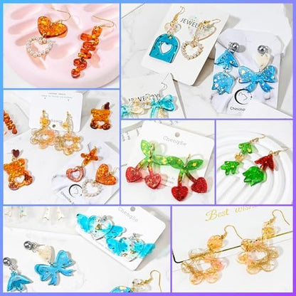 104Pcs Resin Molds Set for Women, Cute Designs with Accessories, Silicone Jewelry Molds for Resin Epoxy Keychain Earring Pendant Crafts Making - Image 2