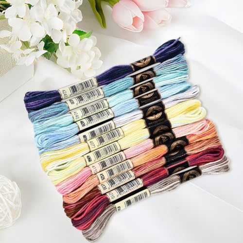 12 Skeins 105 Yards 6 Strands Embroidery Floss Colorful Gradient Thread Cross Stitch Variegated Friendship Bracelet String Cord Bulk Yarn Set for Bracelets Hand Sewing Making DIY Crafts - Image 3