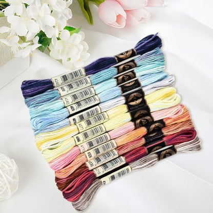 12 Skeins 105 Yards 6 Strands Embroidery Floss Colorful Gradient Thread Cross Stitch Variegated Friendship Bracelet String Cord Bulk Yarn Set for Bracelets Hand Sewing Making DIY Crafts - Image 3