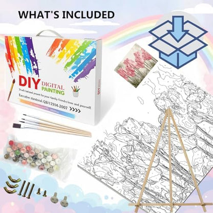 BAISITE Paint by Numbers Kit for Adults Beginners,20" Wx16 L Canvas for Painting Kits for Adults in Colorful Box Poppy Flowers-BSC002-Already Stretched on a Wooden Frame - Image 3