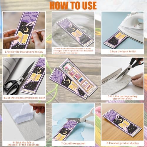 FREEBLOSS 6 Set 11CT Cross Stitch Bookmark Kit 8"x2.4" Tarot Theme - Image 5