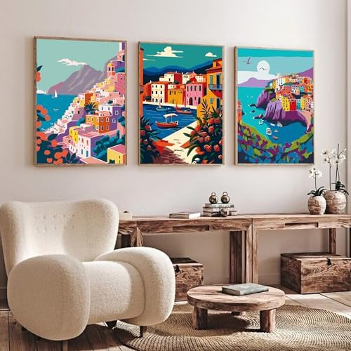 cupmod 6 Packs Scenery-Cityscape Paint by Numbers Kit for Adults,DIY Watercolor Acrylic Oil Painting Landscape Paint by Numbers Kits on Canvas,Adults Paint by Numbers Kits for Home Decor 9.8x12.8inch - Image 7
