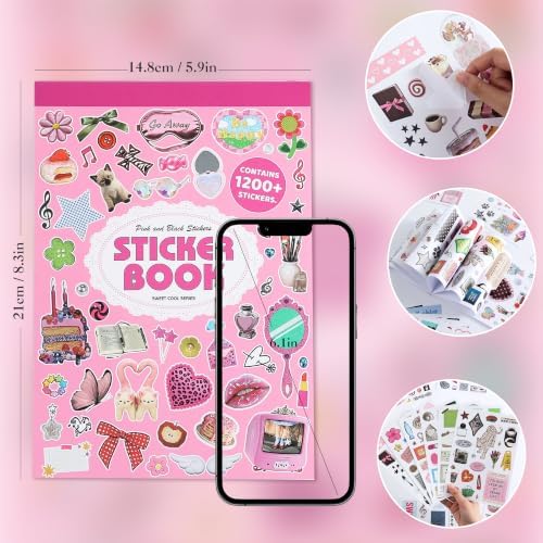 1200+ Sweet Cool Sticker Book, Cute Pink Vintage Small Stickers for Scrapbooking, Aesthetic Art Scrapbook Supplies for Adults Teens Women Girls Junk Journal Journaling - Image 5