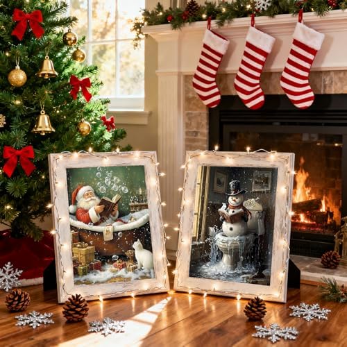 TCDZMYGS 4 Pack Christmas Paint by Numbers Kit for Adults Beginner,Bathroom Paint by Number Kits Without Frame,DIY Acrylic Oil Painting by Numbers for Home Wall Decor 11.8 x 15.7 inch - Image 4