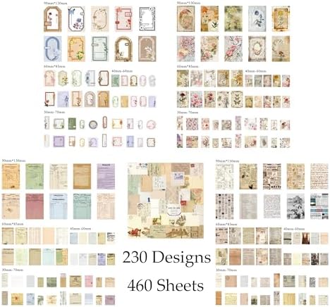 460 Sheets Vintage Scrapbook Papers Journaling Scrapbooking Supplies Kit junk journal supplies Decorative Craft Paper for Planner, Bullet Journal Collage Card Embellishment Retro Crafts - Image 3