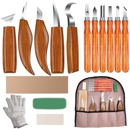 16Pcs Wood Carving Tool Kit with Whittling Knives & Cut-Resistant Gloves by Aimery