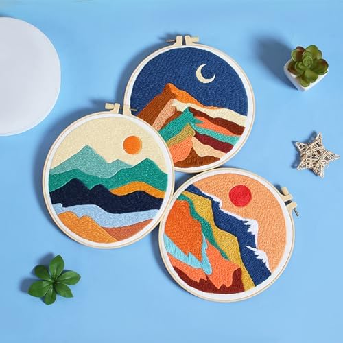 Louise Maelys 3 Pack Landscape Mountain DIY Embroidery Kit for Beginners - Image 4