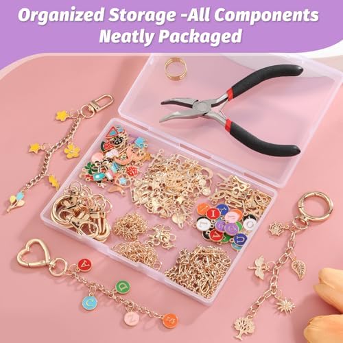selizo 404Pcs Charms Lip Gloss Keychain Making Kit, DIY Craft Supplies with Charms, Key Chain Hooks, Jump Rings, Lobster Clasps, Chains, Jewelry Making Kit for Custom Keychains, Bags, Valentines Gifts - Image 6