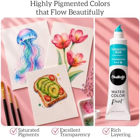 Chalkola 36 Watercolor Paint Set for Adults, Kids & Professional Artists - Image 4