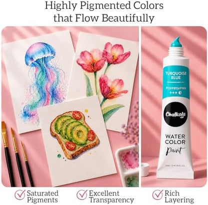 Chalkola 36 Watercolor Paint Set for Adults, Kids & Professional Artists - Image 4