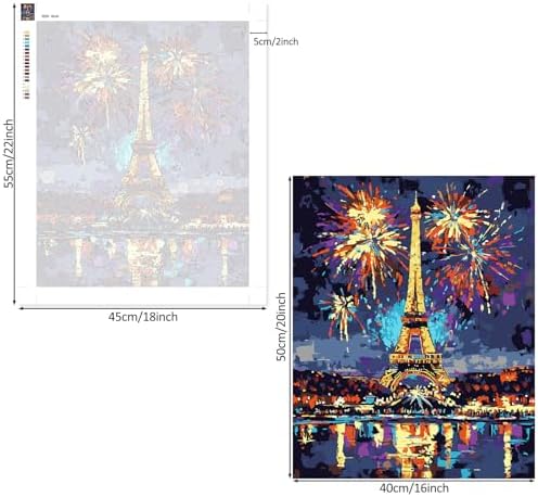 Lxmsja Eiffel Tower Paint by Numbers Kit for Adults, Night Sky Acrylic Paint by Numbers for Adults Beginner, DIY Craft Supplies Oil Painting Kits for Home Wall Decor 16x20 inch (No Frame) - Image 6