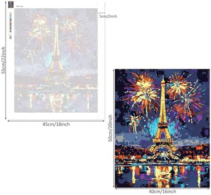 Lxmsja Eiffel Tower Paint by Numbers Kit for Adults, Night Sky Acrylic Paint by Numbers for Adults Beginner, DIY Craft Supplies Oil Painting Kits for Home Wall Decor 16x20 inch (No Frame) - Image 6