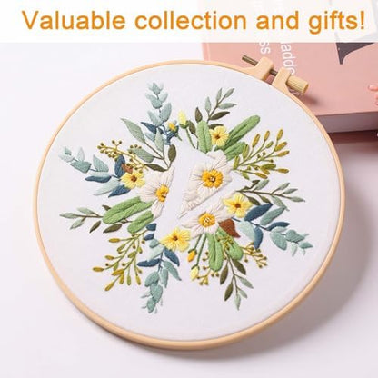 Harimau Letter Pattern V Embroidery Kit for Adult Beginners, Complete Starter Pack with 1 Hoop, Needles, Instruction Guide & Embroidery Stitch Video Tutorials - Image 5
