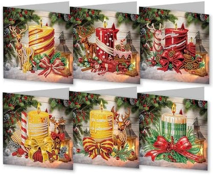 DIY Diamond Greeting Cards Set Christmas, 5D DIY Diamond Art Painting Greeting Card, DIY Christmas Card Making Kits for Family Friends Handmade Gift-#11-Christmas Candles by Unknown