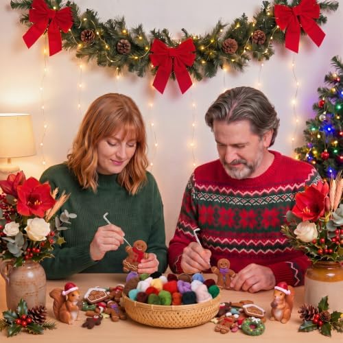 HunnmingRe 32 Set Needle Felting Kit with Wool Roving Needles,Christmas - Image 7