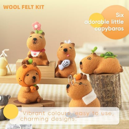 LUDOTEK Needle Felting Kit, 6 PCS Farm Animal Needle Felting Beginner Kits, Wool Felt Needle Felting Tools Foam Pad, Craft Party Supplies for Beginners Adult(6pack Capybara) - Image 2