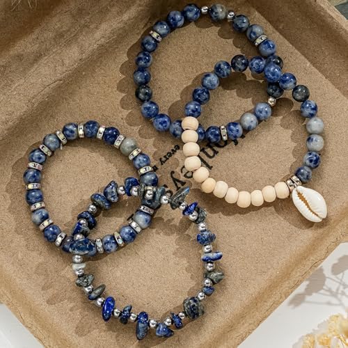 Xyliise Bracelet Making Kit Natürliche Perlen Set for Adults Beads for Bracelets Silver Jewelry Making Supplies DIY Jewelry Necklace Earrings (CZ006-Click The Blue) - Image 6