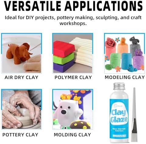 CALPALMY 100ml Air Dry Clay Glaze and 29pcs Clay Tools Kit, Gloss Varnish - Image 4