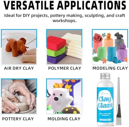 CALPALMY 100ml Air Dry Clay Glaze and 29pcs Clay Tools Kit, Gloss Varnish - Image 4