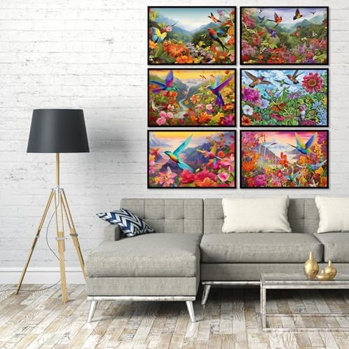 DOTSOPS 6 Pcs Flowers Bird Diamond Painting Kits Art Adults Painting Kits - Image 5