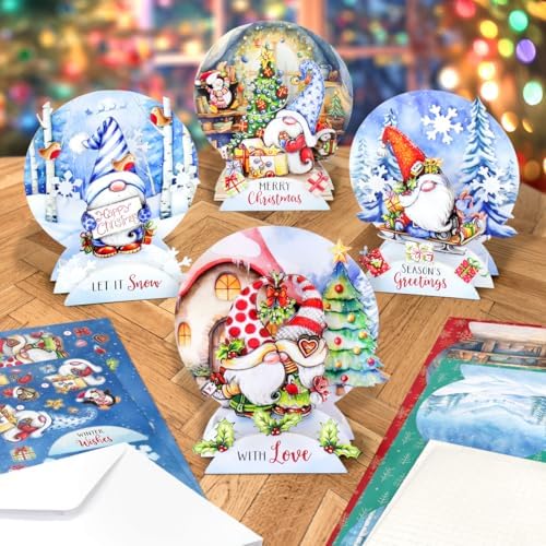 Katy Sue Christmas Gnomes Die Cut Pop Up Card Making Kit for Adults. Makes 12 Cards & Contains Gnome Die Cut Decoupage Paper Sheets, Supports, Envelopes, & Foam Pads For Christmas Card Making Supplies - Image 3