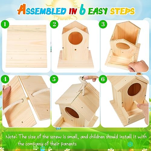 Liliful 16 Pack DIY Birdhouse Kit to Build and Paint, Wooden Bird House - Image 3