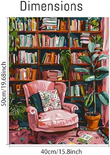 Clendo Pink Room Paint by Number for Adults Beginners, Study Room Adults Paint by Numbers Kits on Canvas, DIY Oil Painting Acrylic Paints for Home Wall Art Decor(16x20inch) - Image 2