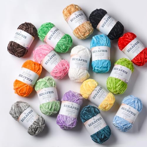 Chenille Velvet Soft Yarn Light Green 1 Pack - Image 5
