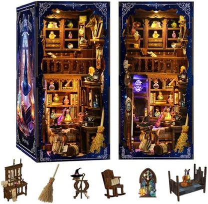 Book Nook Mystical Wizard House DIY Miniature Kit with LED Lights - 3D Magic Cottage Model for Home Decor & Creative Gift - Image 3