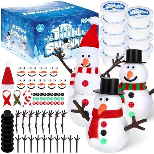 9 Pack Christmas Crafts, DIY Snowman Clay for Kids, Gifts Stocking Stuffer by RoseFog