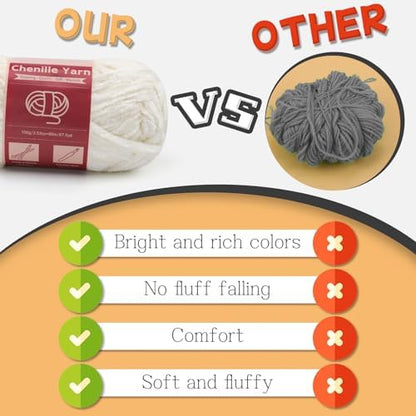 LUNARM Chenille Yarn for Crochet Knitting Chunky Blanket Velvet Yarn - Image 3
