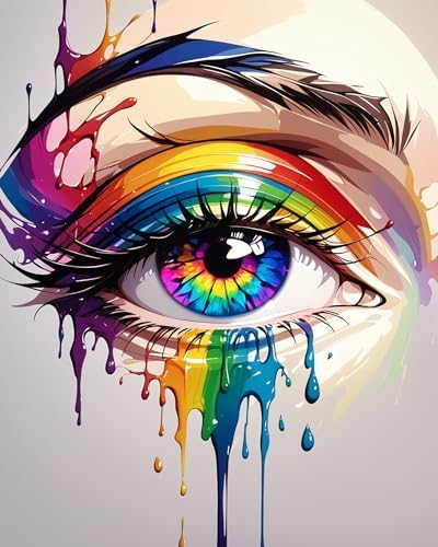 ldazao Colorful Eye Paint By Numbers Kit for Adults DIY Color Adult Paint By Number Kits Acrylic Canvas Painting Kit for Beginner Oil Painting Kits for Gift Home Wall Decor 16x20 Inch by ldazao